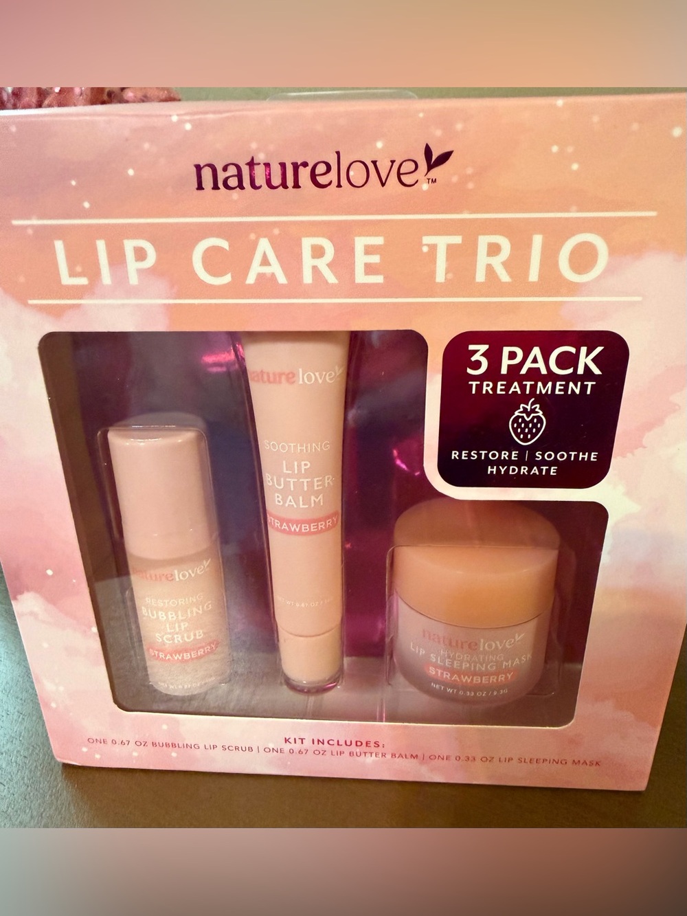 Lip Care Trio - Strawberry (3 Pack)-NEW in BOX